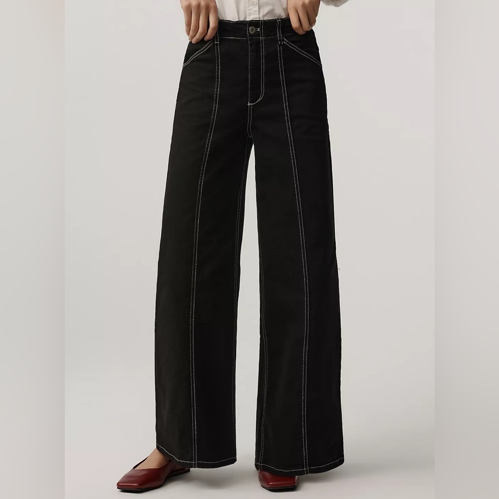 The Delaney Clean-Seamed High-Rise Wide-Leg Jeans by Maeve